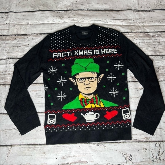 The Office Sweaters - The Office Black Dwight Schrute Elf X-mas Sweater Size S